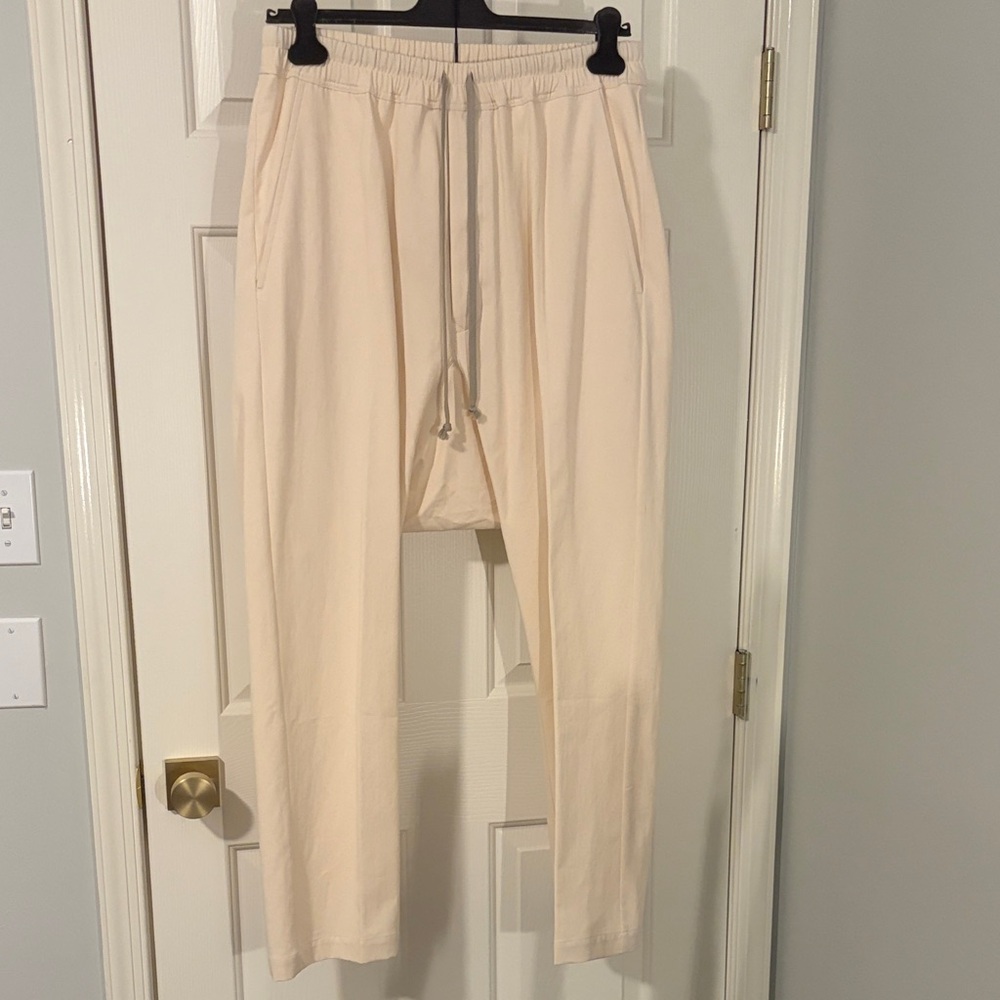 Rick Owens Fogachine Drawstring Long Trousers in Natural